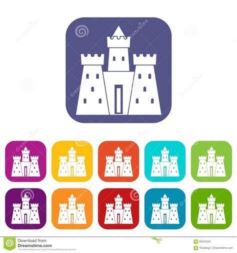 Plano Fijado Iconos Antiguos Del Palacio Del Castillo Ilustraci N Del