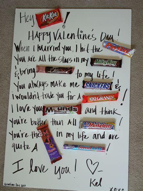 Happy Valentine S Day Messages Using Candy Bars Him A Big Poster Board