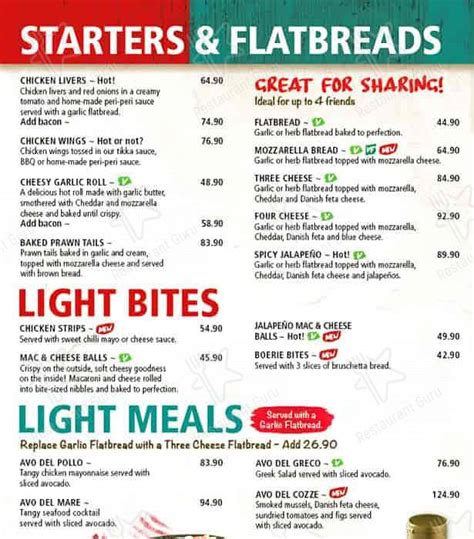 Menu At Panarottis Cornubia Restaurant Durban North Shop U404141a