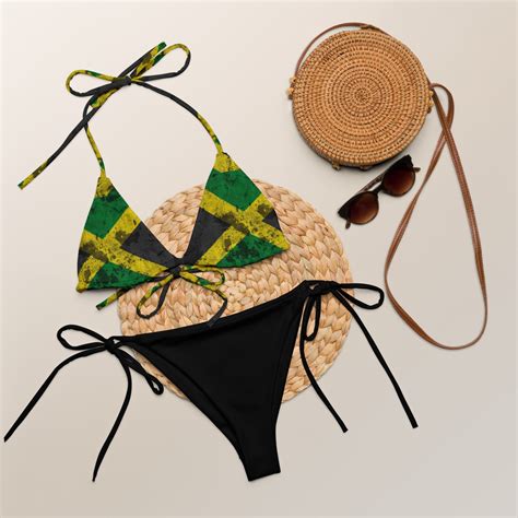 Women Crackle Jamaican Flag String Bikini Etsy