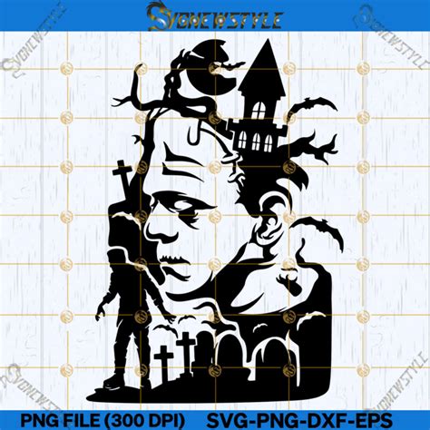 Frankenstein Scene Svg File Haunted House Svg Png Dxf Eps Cricut File