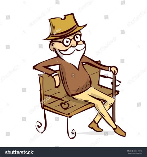 Old Man Glasses Sits On Bench Stock Vector Royalty Free 333245942