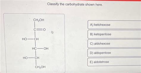 Solved Classify The Carbohydrate Shown Here Chegg