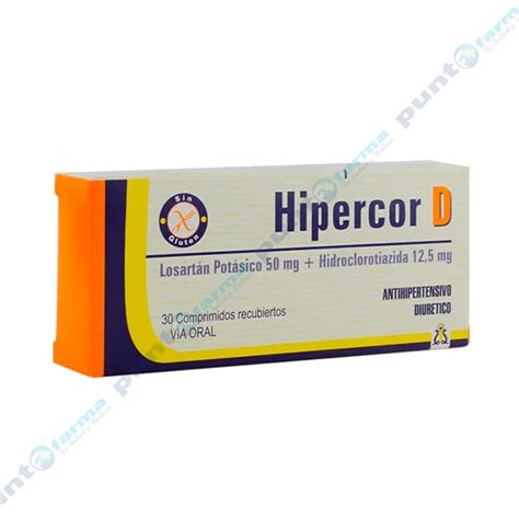 Hipercor D Losartán Potásico 5 mg Caja de 30 comprimidos Punto Farma