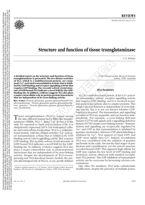 (PDF) Structure and function of tissue transglutaminase