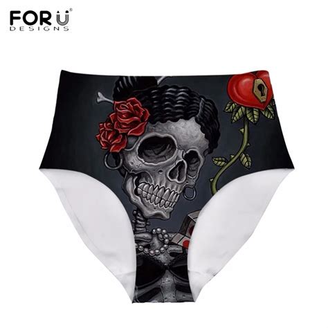 Forudesigns Stylish Women High Waist Panties Punk 3d Bride Skull Girls