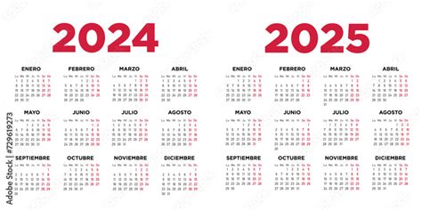 Calendario En Espa Ol Semana Comienza El Lunes S Bados Y