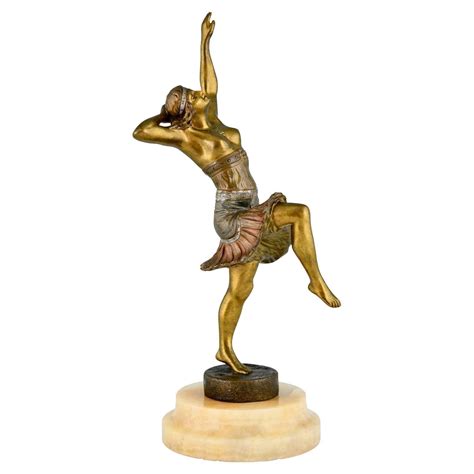 Art Deco Silvered Bronze Sculpture Nude Dancer By J P Morante France