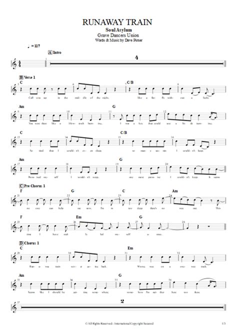 Runaway Train Tab By Soul Asylum Guitar Pro Full Score MySongBook