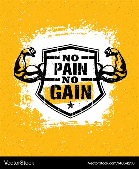 No Pain Gain Gym Workout Motivation Quote Vector Image