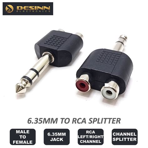 635mm Trs Stereo Plug To Dual Rca Jack Audio Y Splitter Adapter 14