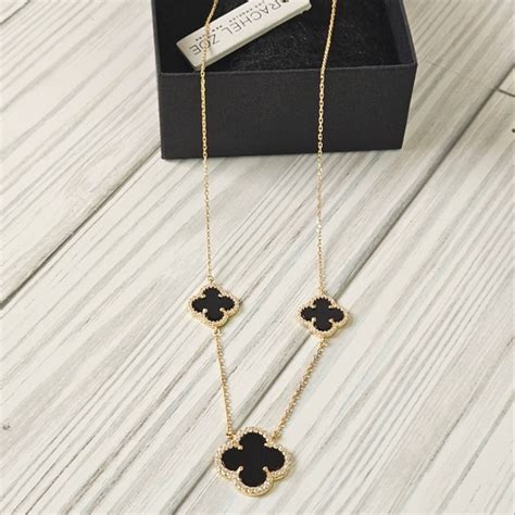 Rachel Zoe Jewelry Rachel Zoe Three Clover Necklace In Onyx And