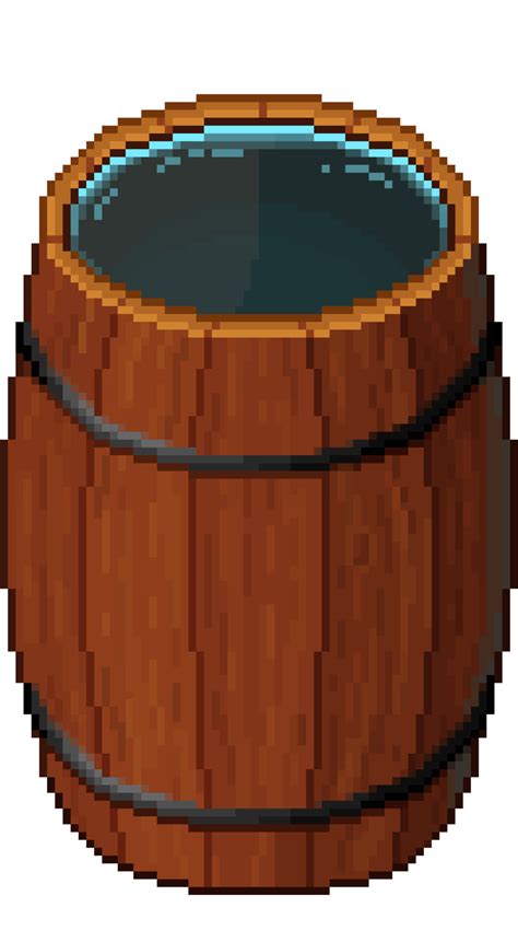 An Bit Retro Styled Pixel Art Illustration Of Water Barrel Png