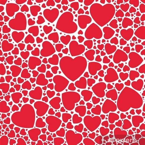 Poster Seamless Stylish Red Pattern With Hearts Vector Illustration