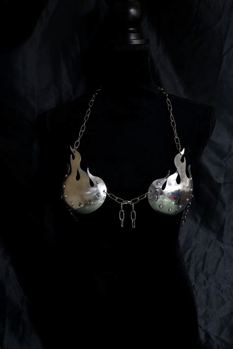 Metal Flame Bikini With Chains Etsy