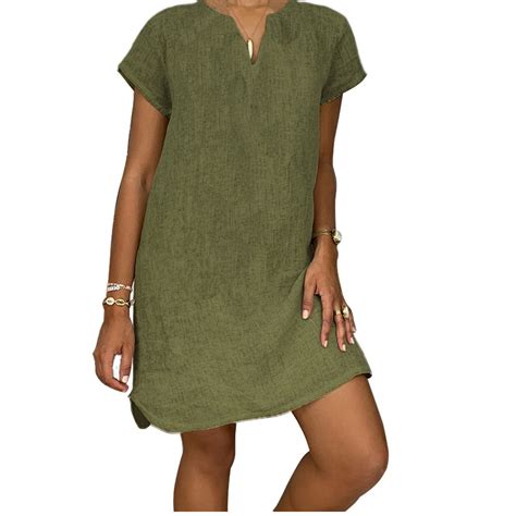 Meldvdib Plus Size Women Summer Casual T Shirt Dresses Loose Plain Tank