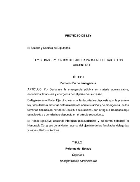 Nueva Ley Bases Dictamen De Mayoría Proyecto De Ley El Senado Y