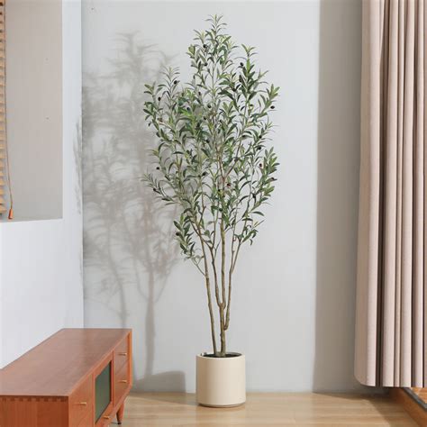 Primrue Adcock Faux Olive Tree In White Planter Lifelike Fake Olive