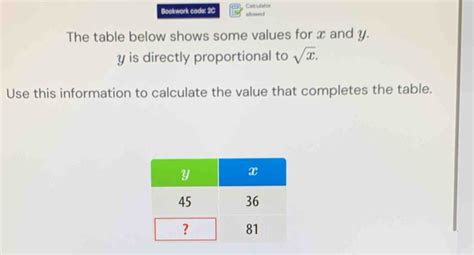 Solved Bookwork Code 2C Allowed Calculator The Table Below Shows Some