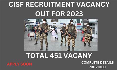 Cisf Recruitment 2023 Apply Online For Latest 451 Constable Posts