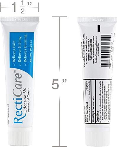 Recticare Anorectal Lidocaine 5 Cream Topical Numbing Cream For