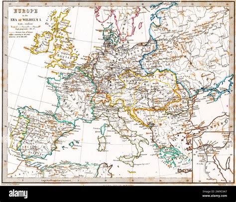 19th Century Map Of Europe In 1812 During The Era Of Wilhelm I Stock