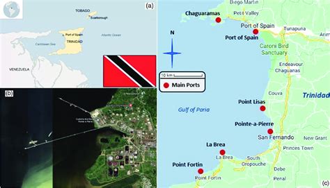 (a) Trinidad and Tobago in relation to South America (b) Gulf of Paria ...