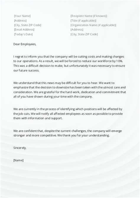 Free Word Template Announce Bad News To Employees Letter Template