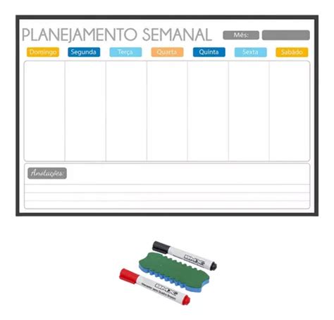 Lousa Planejamento Semanal Mensal Parede Organizar 90x60 Cm Mercadolivre