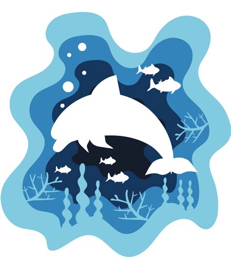 Dolphin Sealife Paper Art Png