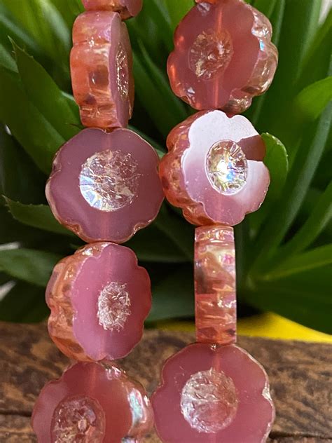 Hibiscus Flower Beads Hawaiian Flower Beads Glass Flower Beads Czech