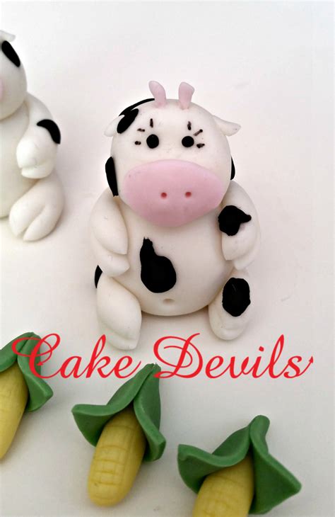 Cow Cake Topper Fondant Cow Cake Toppers Cow Cake Barn Animal Cake