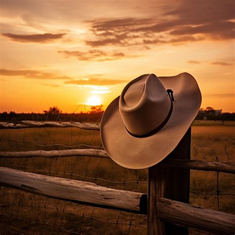 Premium Photo A Cowboy Hat On Top Of A Wooden Fence