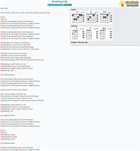 Chord Breaking It Up Tab Song Lyric Sheet Guitar Ukulele