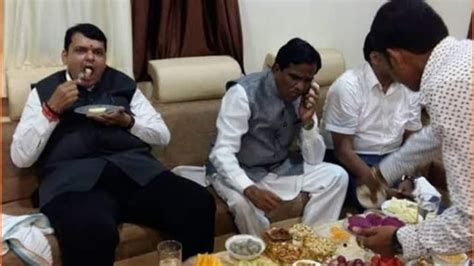 Fact Check Old Image Of Devendra Fadnavis Having Food Goes Viral Amid