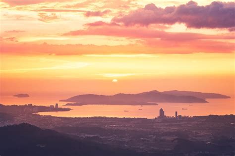 Premium Photo | Kota kinabalu at sunset