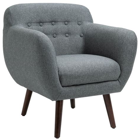 Homcom Single Sofa Chair With Soft Linen Touch Fabric Button Tufting