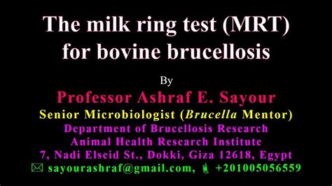 The Milk Ring Test Mrt For Bovine Brucellosis Youtube