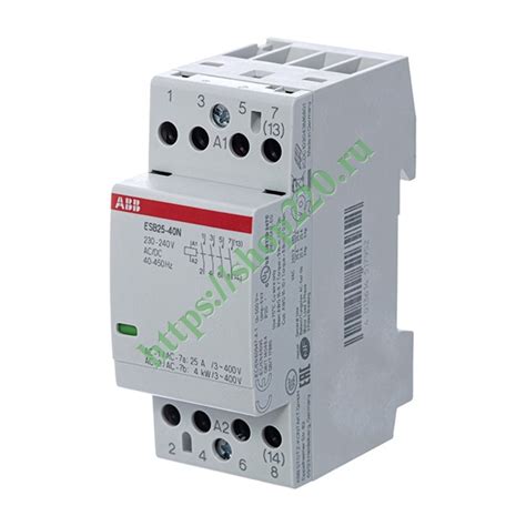 Контактор ESB25-40N-06 модульный (25А АС-1, 4НО), катушка 230В AC/DC 2 ...