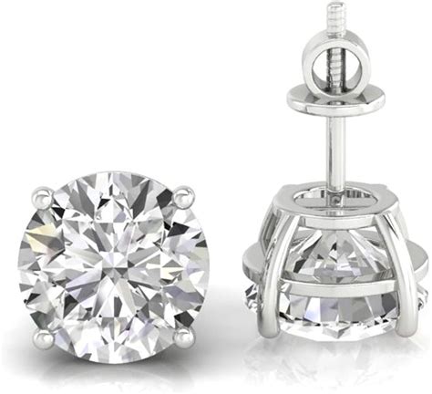 Diamondrensu Ctw Round Colorless Moissanite Stud Earrings Screw