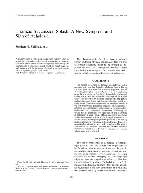 Pdf Thoracic Succussion Splash