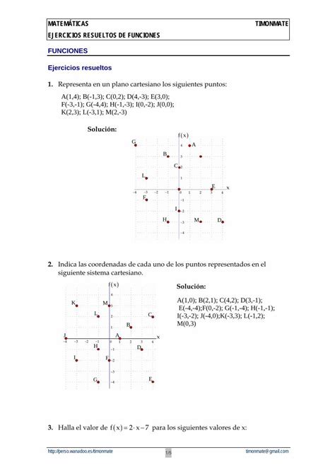 PDF MATEMÁTICAS TIMONMATE EJERCICIOS RESUELTOS DE FUNCIONES