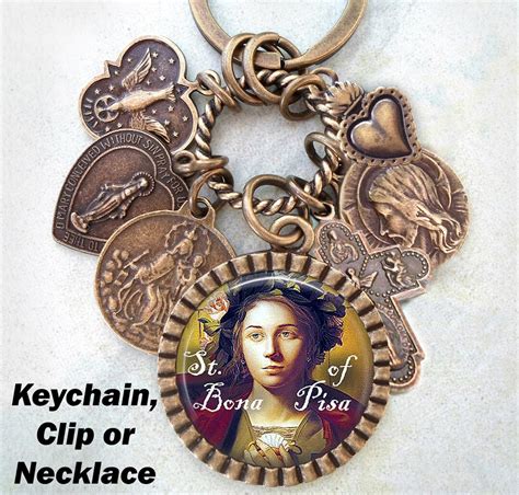 St Bona Of Pisa Keychain Necklace Or Clip Saint Bona Patron Saint