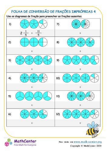 Conversão De Frações Impróprias Folha 4 Planilhas Math Center