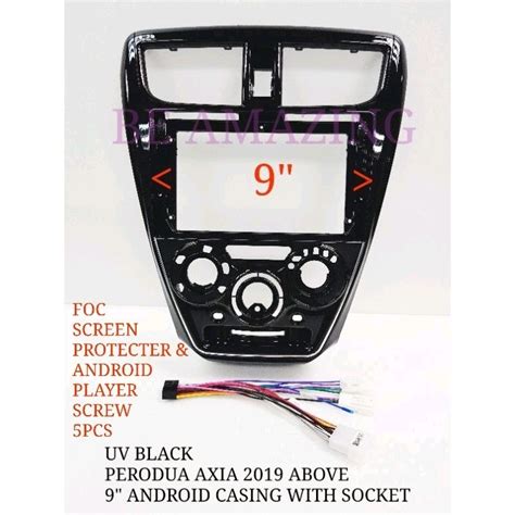 Perodua Axia Uv Black Android Casing With Socket