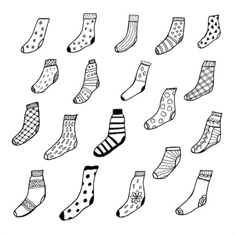 Premium Vector Hand Drawn Socks In Doodle Style Black And White