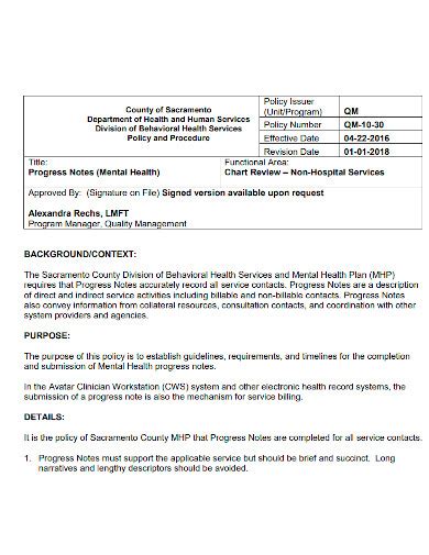 Mental Health Crisis Notes Examples