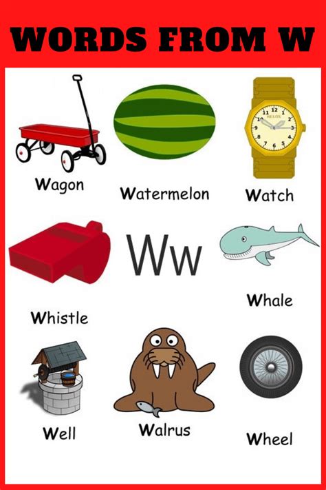 Letter W Words For Kids