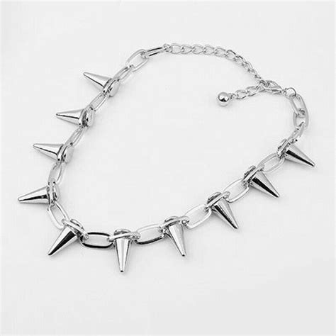 Hot Gothic Punk Rock Spike Cone Stud Rivet Charm Chain Collar Necklace