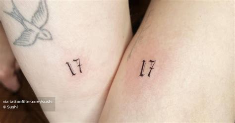 Matching tattoo of the number 17 for Hilary Duff and